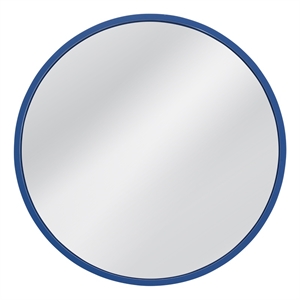 Pemberly Row Round Wall Mirror with Sleek Resin Frame in Navy Blue
