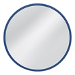 Pemberly Row Round Wall Mirror with Sleek Resin Frame in Navy Blue