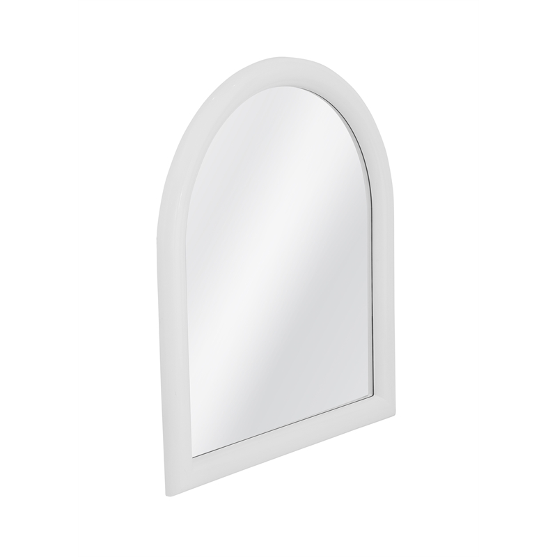Pemberly Row Contemporary Arched Wall Mirror in Glossy White