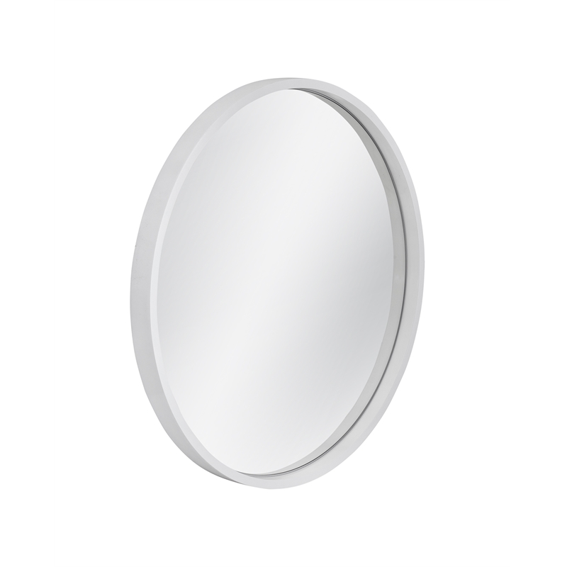 Pemberly Row Round Wall Mirror with Sleek Resin Frame in Glossy White
