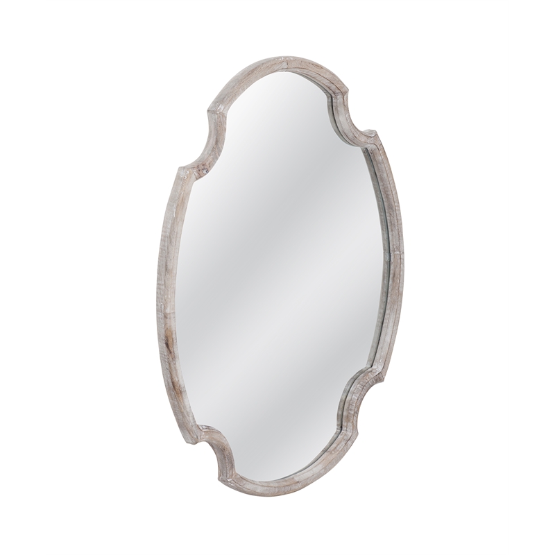 Pemberly Row Contemporary Aesthetic Wall Mirror in White Wash