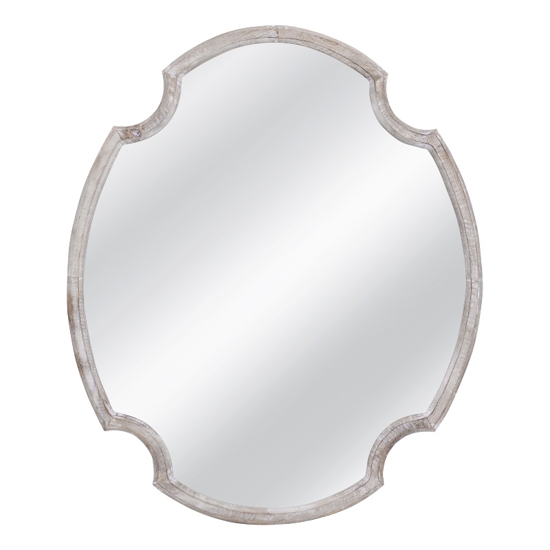 Pemberly Row Contemporary Aesthetic Wall Mirror in White Wash