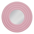 Pemberly Row Contemporary Round Wall Mirror in Glossy Pink Finish