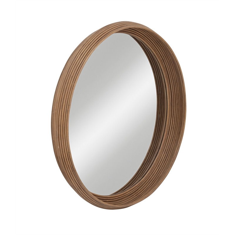 Pemberly Row Modern Boho Wall Mirror with Layered Wood Frame in Natural