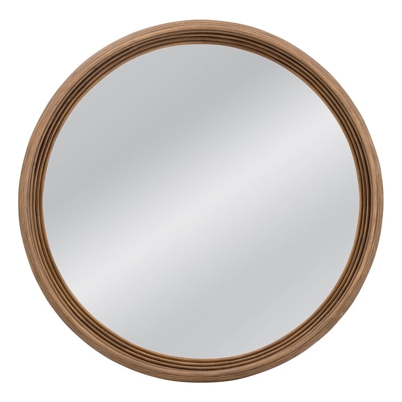 Pemberly Row Modern Boho Wall Mirror with Layered Wood Frame in Natural