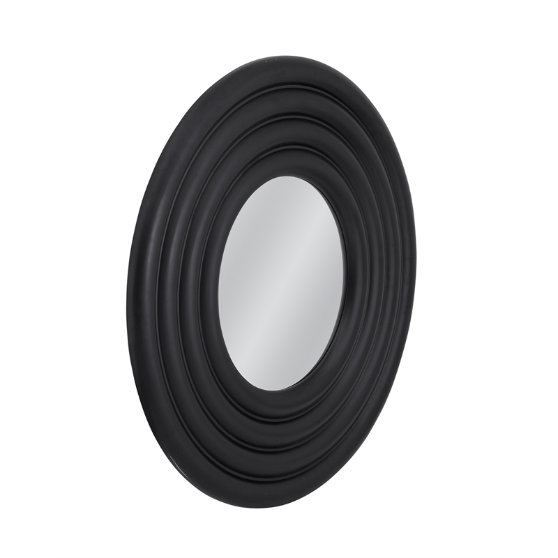 Pemberly Row Contemporary Round Aesthetic Wall Mirror in Matte Black