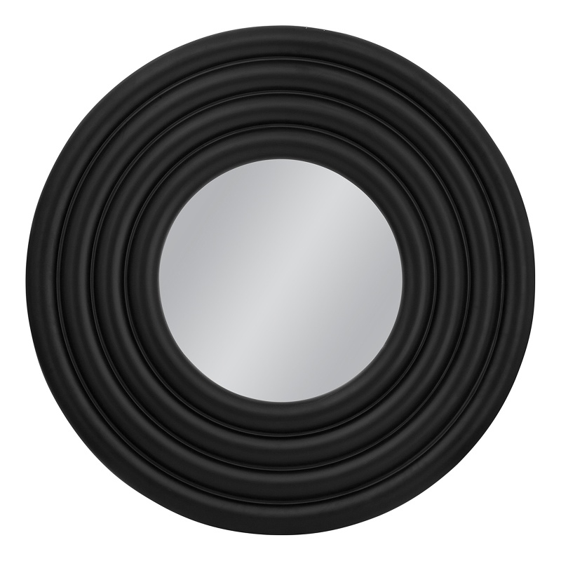Pemberly Row Contemporary Round Aesthetic Wall Mirror in Matte Black