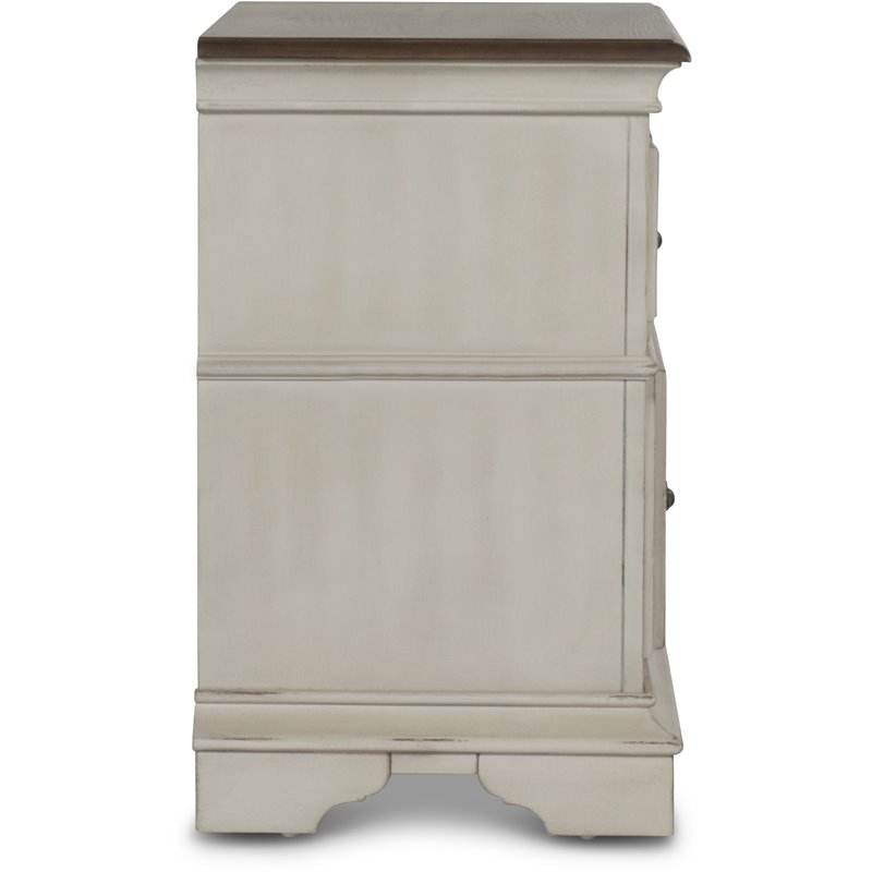 Pemberley Row Solid Wood Antique White Nightstand Rectangular Velvet Lined Drawers 28