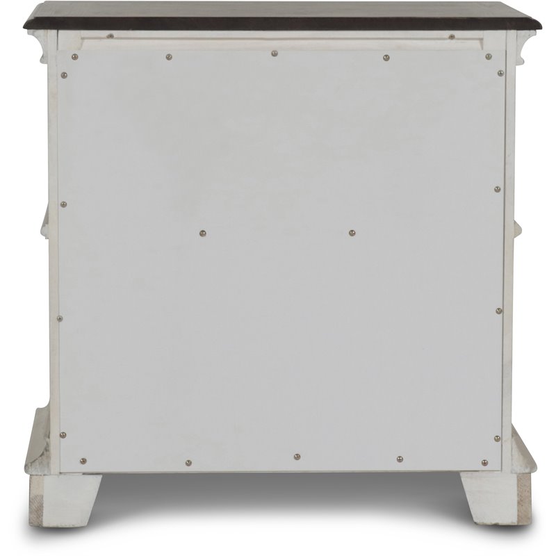 Pemberley Row Solid Wood Antique White Nightstand Rectangular Velvet Lined Drawers 28