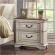 Pemberley Row Solid Wood Antique White Nightstand Rectangular Velvet Lined Drawers 28