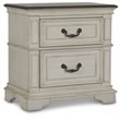 Pemberley Row Solid Wood Antique White Nightstand Rectangular Velvet Lined Drawers 28