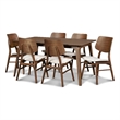 Pemberly Row 7-piece Mid-Century Modern Wood Dining Set in Walnut