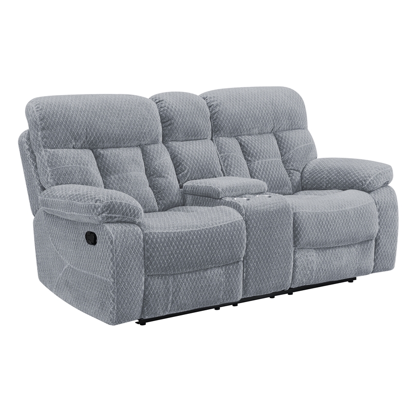 Pemberly Row Modern Polyester Fabric Console Loveseat in Stone