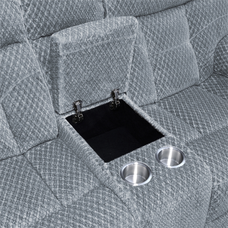 Pemberly Row Modern Polyester Fabric Console Loveseat in Stone