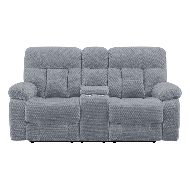 Pemberly Row Modern Polyester Fabric Console Loveseat in Stone