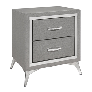 Pemberly Row Contemporary 2-Drawer Solid Wood Nightstand in Gray