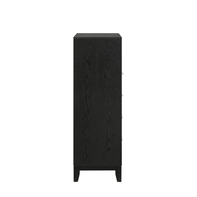 Pemberly Row Contemporary 5-Drawer Solid Wood Chest in Black