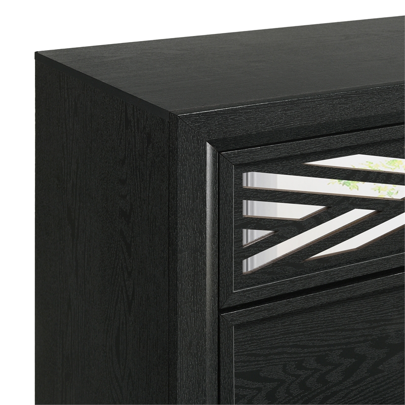 Pemberly Row Contemporary 5-Drawer Solid Wood Chest in Black