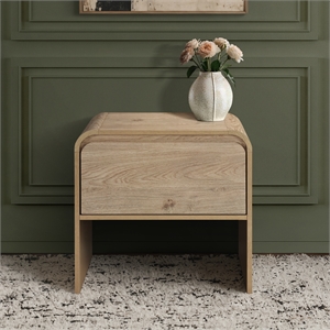 Pemberly Row Transitional Wood 1-Drawer End Table/Bedside Table in Natural
