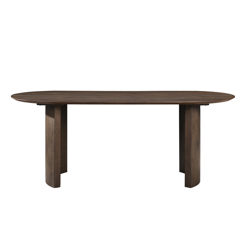 Pemberly Row Contemporary Wood Oval Dining Table in Dark Walnut