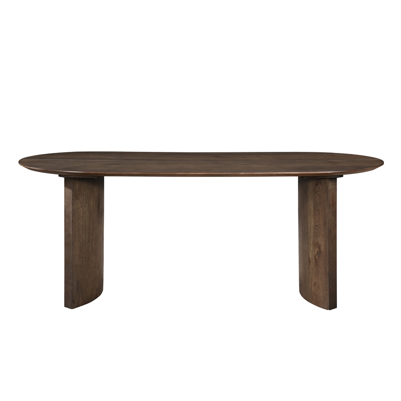 Pemberly Row Contemporary Wood Oval Dining Table in Dark Walnut