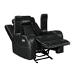 Pemberly Row Modern 3-Pc Faux Leather Power Living Room Set in Black