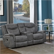 Pemberly Row Contemporary Faux Leather Motion Reclining Loveseat in Gray