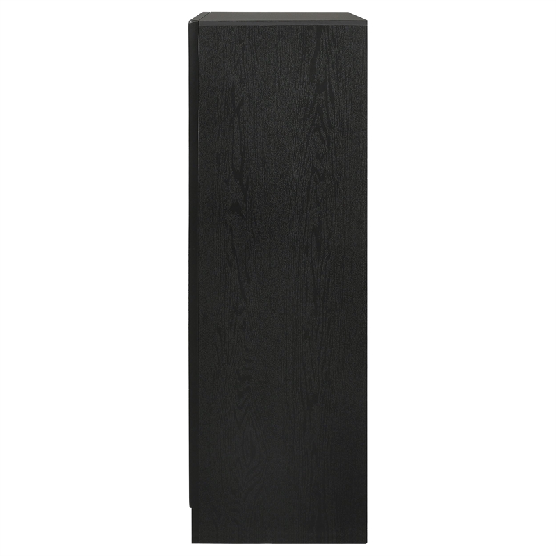 Pemberly Row Contemporary Wood 5-Drawer Rectangular Chest in Black