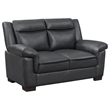 Pemberly Row Contemporary Faux Leather Pillow Top Arm Upholstered Gray Loveseat