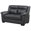 Pemberly Row Contemporary Faux Leather Pillow Top Arm Upholstered Gray Loveseat