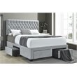 Pemberly Row 4-Drawer Button Tufted Fabric Eastern King Storage Bed in Gray