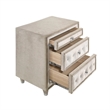 Pemberly Row 3-Drawer Upholstered Velvet Nightstand in Ivory and Camel