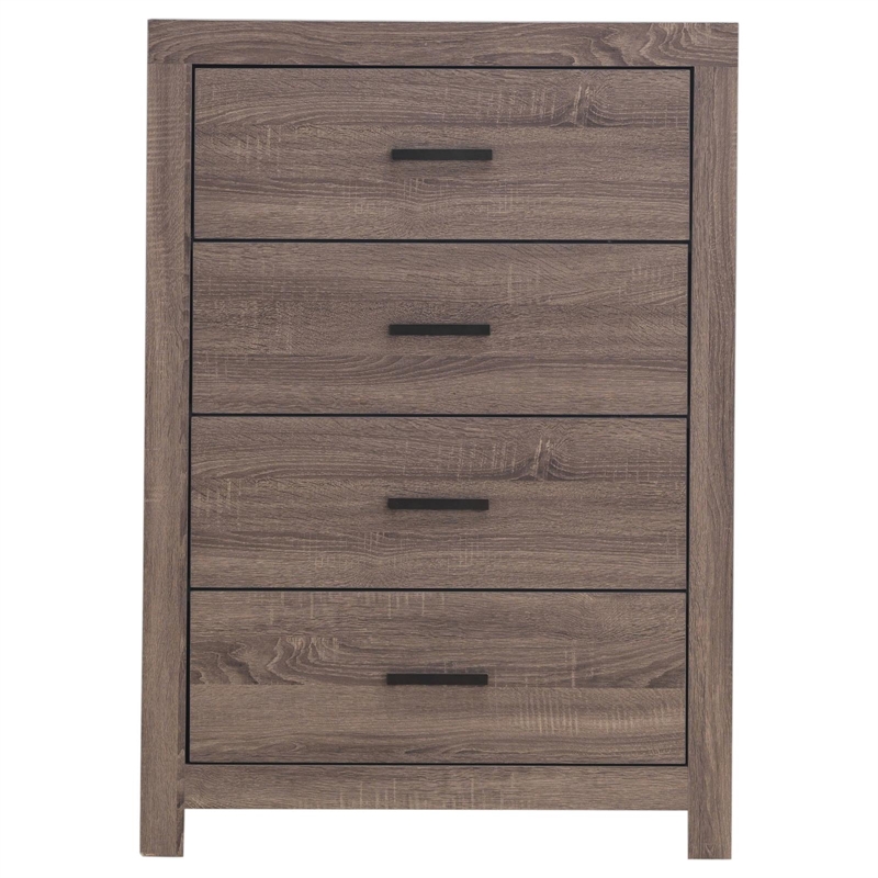 Pemberly Row Farmhouse Wood Chest with English Dovetail 4-Drawer in Barrel Oak