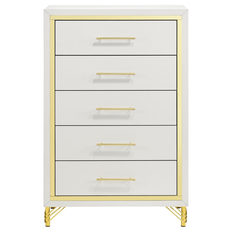Pemberly Row 5-drawer Wood Rectangular Bedroom Chest in White