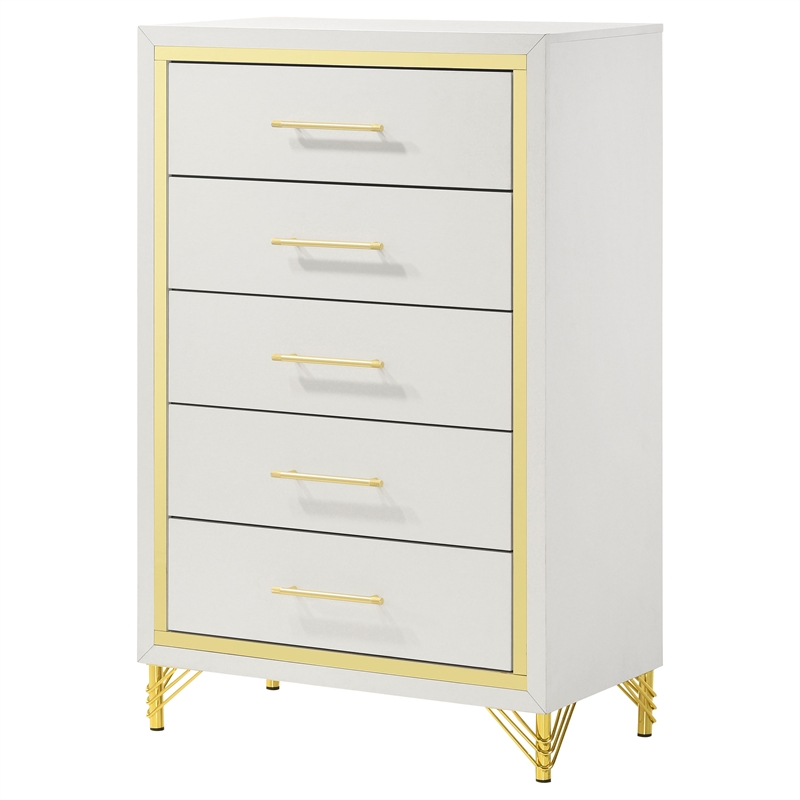 Pemberly Row 5-drawer Wood Rectangular Bedroom Chest in White
