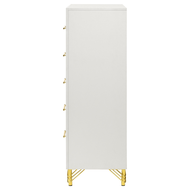 Pemberly Row 5-drawer Wood Rectangular Bedroom Chest in White