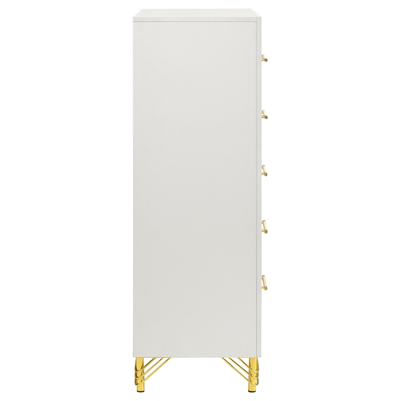 Pemberly Row 5-drawer Wood Rectangular Bedroom Chest in White