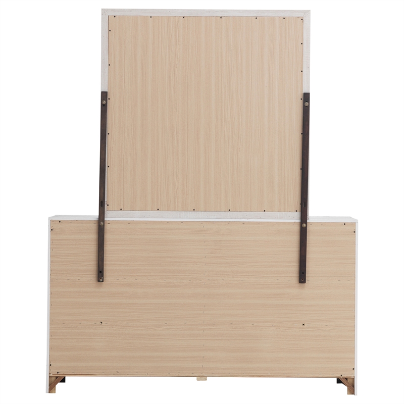 Pemberly Row 6-drawer Wood Dresser with Mirror Coastal White