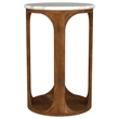 Pemberly Row Round Mid-Century Marble Top Side Table in White and Brown
