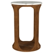 Pemberly Row Round Mid-Century Marble Top Side Table in White and Brown