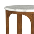 Pemberly Row Round Mid-Century Marble Top Side Table in White and Brown