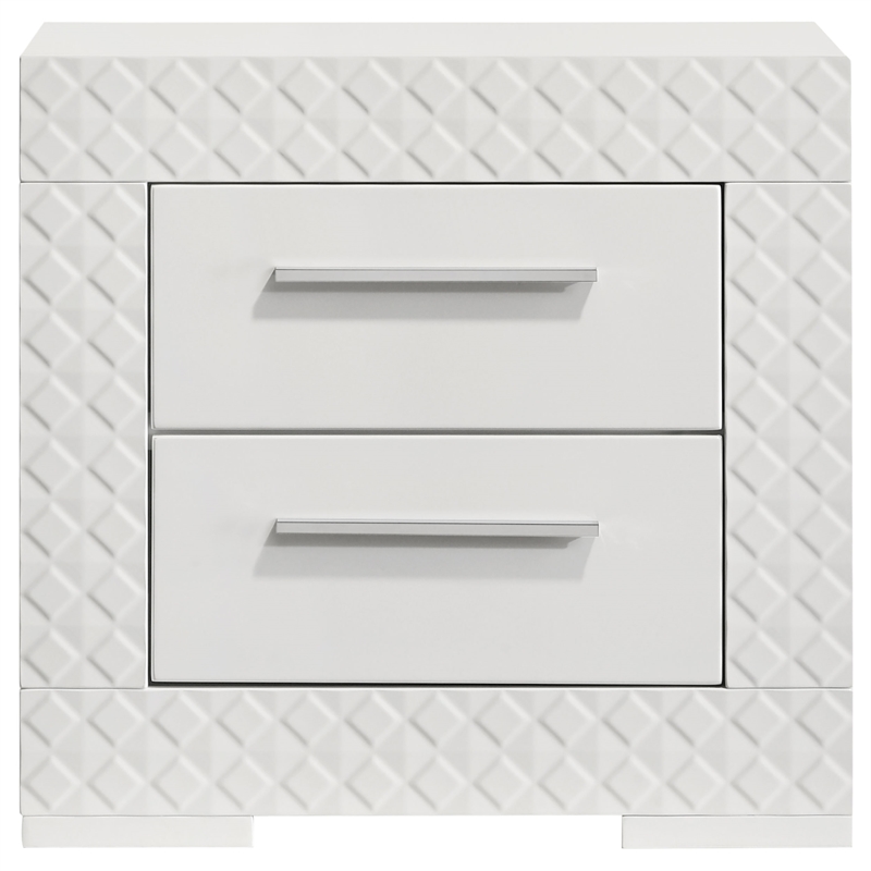 Pemberly Row 2-Drawer Contemporary Wood Nightstand White High Gloss