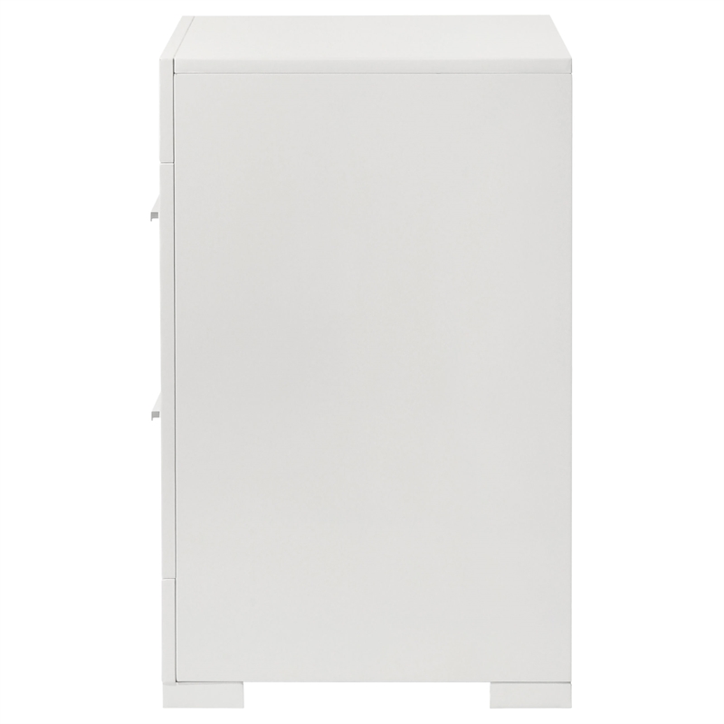 Pemberly Row 2-Drawer Contemporary Wood Nightstand White High Gloss