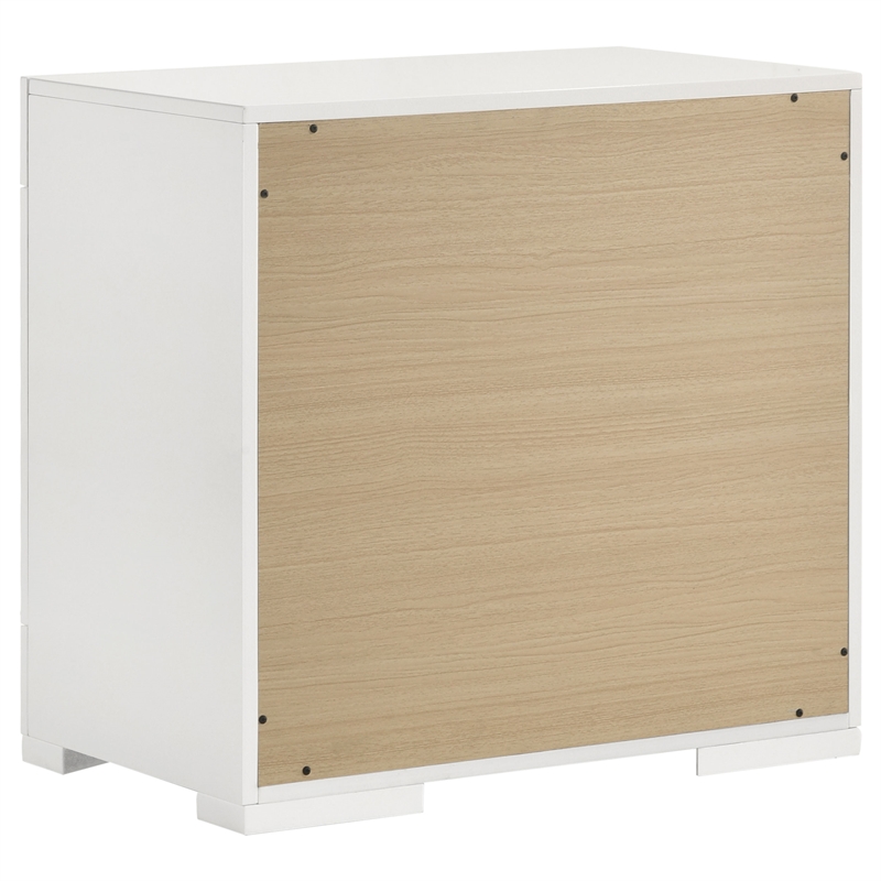 Pemberly Row 2-Drawer Contemporary Wood Nightstand White High Gloss