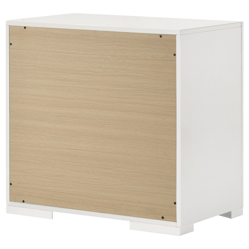 Pemberly Row 2-Drawer Contemporary Wood Nightstand White High Gloss