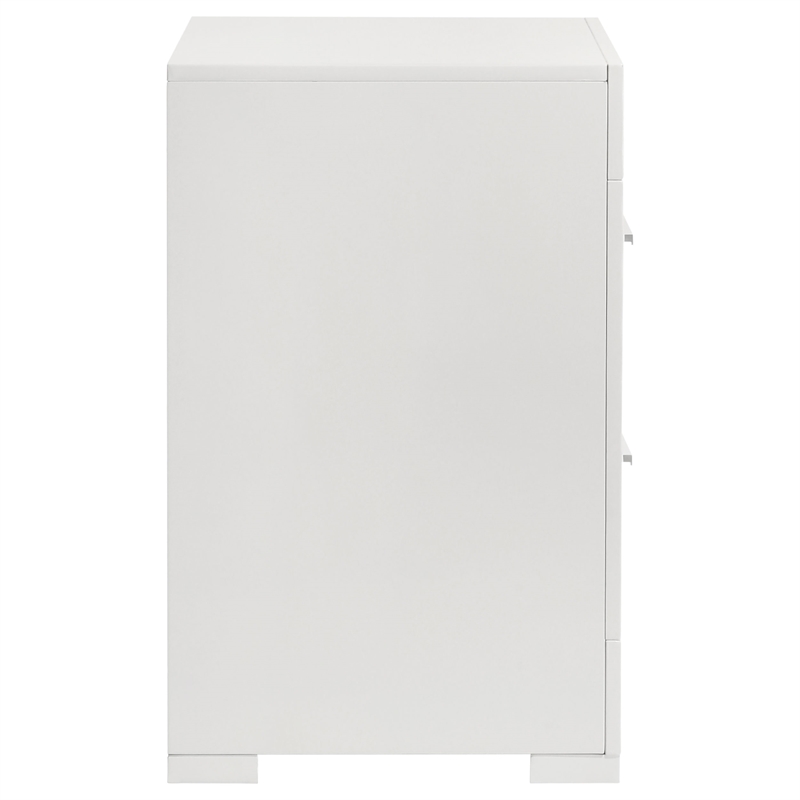 Pemberly Row 2-Drawer Contemporary Wood Nightstand White High Gloss