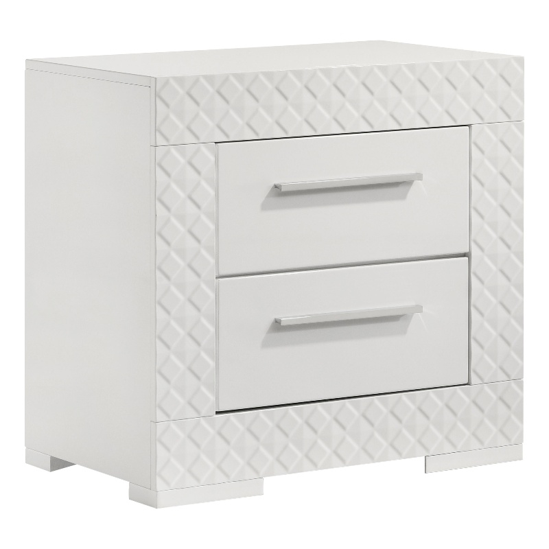 Pemberly Row 2-Drawer Contemporary Wood Nightstand White High Gloss