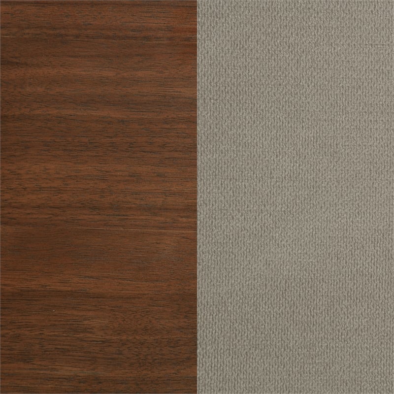Pemberly Row Upholstered Mid-Century Wood Eastern King Panel Bed in Walnut