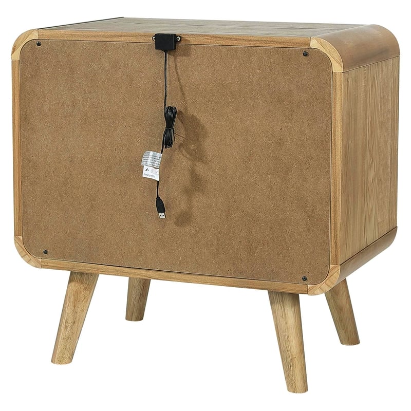 Pemberly Row Mid-Century Wood 2-Drawer Nightstand in Light Ash