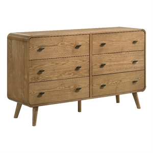 Pemberly Row 6-Drawer Mid-Century Wood Bedroom Dresser in Light Ash